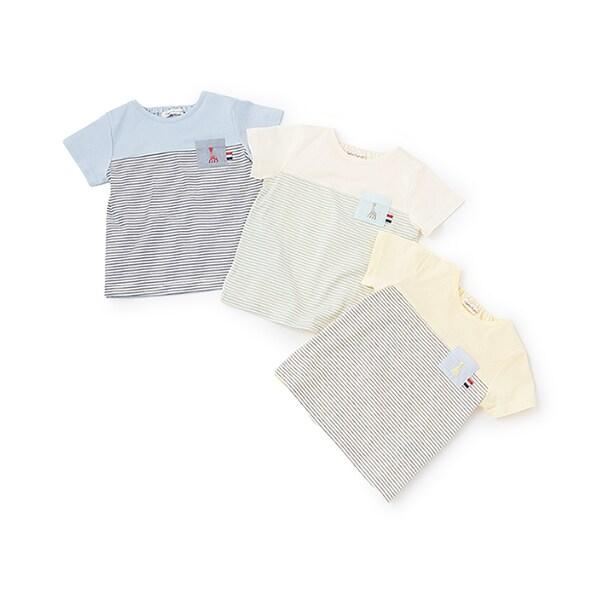 拼接條紋短袖T恤