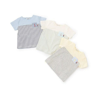 拼接條紋短袖T恤