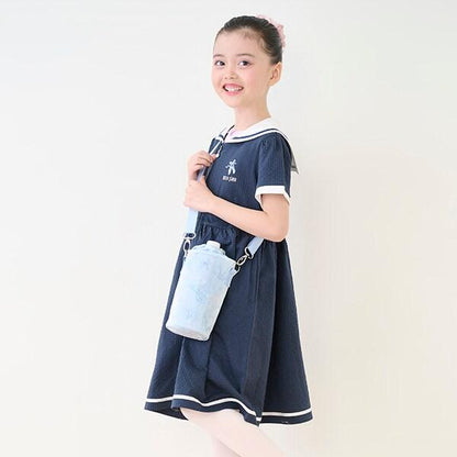 【芭蕾】水手領格子前開連衣裙