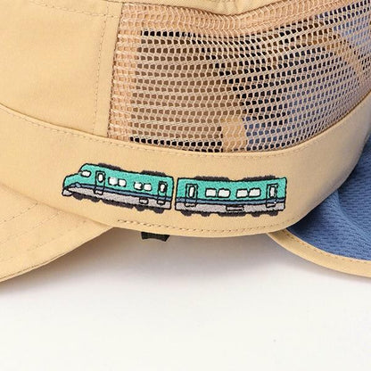 電車刺繡網眼工裝帽