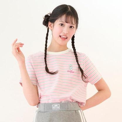 【Cuugal掲載】單點刺繡條紋T恤