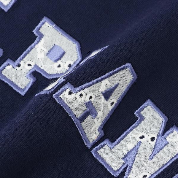 蕾絲標誌貼花袖部條紋T恤