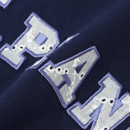 蕾絲標誌貼花袖部條紋T恤