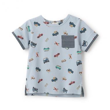 復古汽車圖案短袖T恤