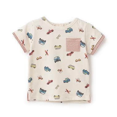 復古汽車圖案短袖T恤