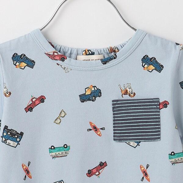 復古汽車圖案短袖T恤