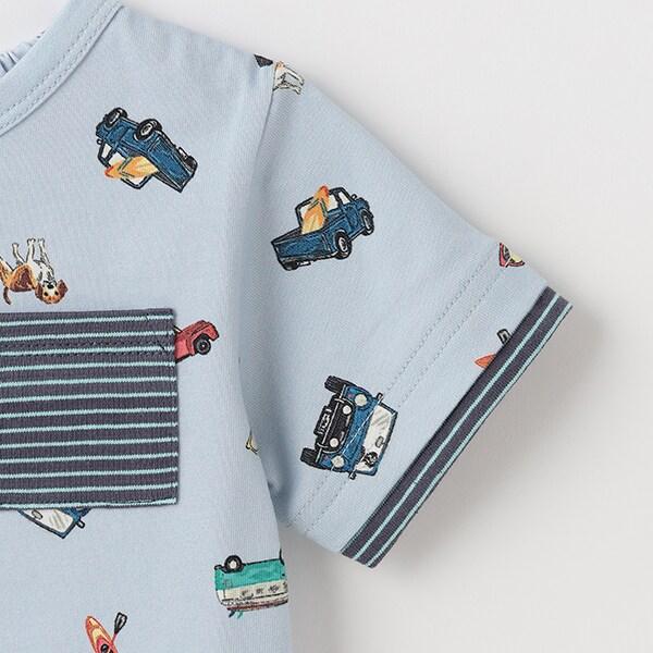 復古汽車圖案短袖T恤