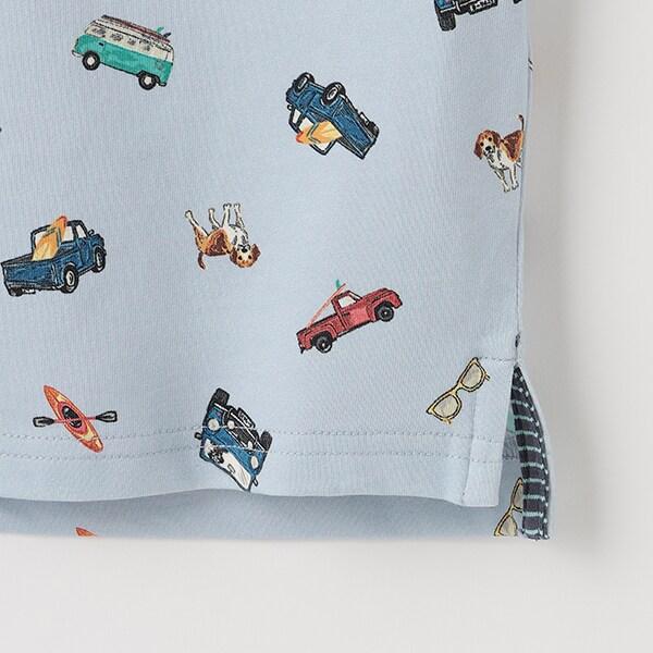 復古汽車圖案短袖T恤