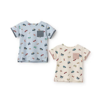 復古汽車圖案短袖T恤