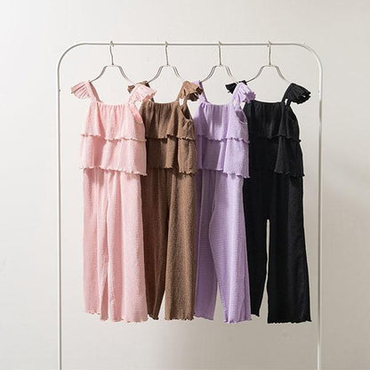 吊帶背心&長款寬腿褲套裝