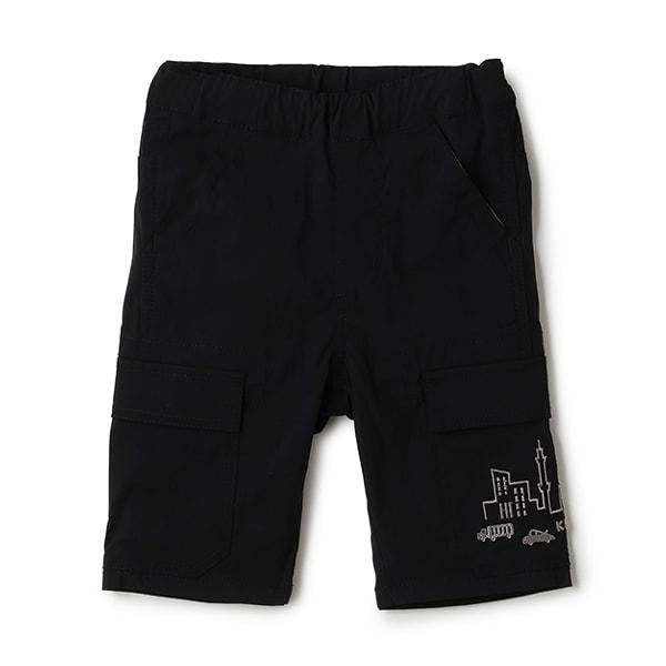 汽車與街道刺繡六分丈工裝褲