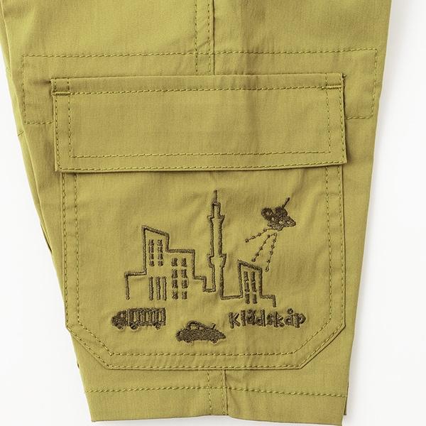 汽車與街道刺繡六分丈工裝褲