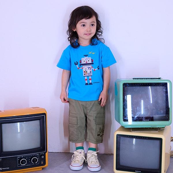 汽車與街道刺繡六分丈工裝褲