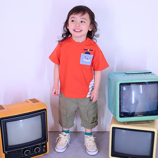 汽車與街道刺繡六分丈工裝褲