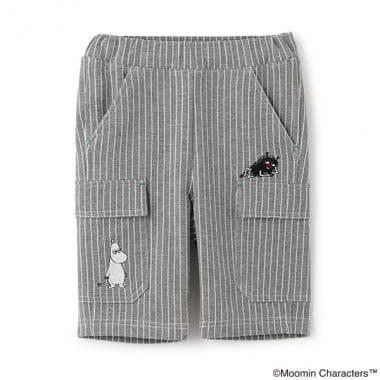 《姆明》/刺繡條紋六分褲