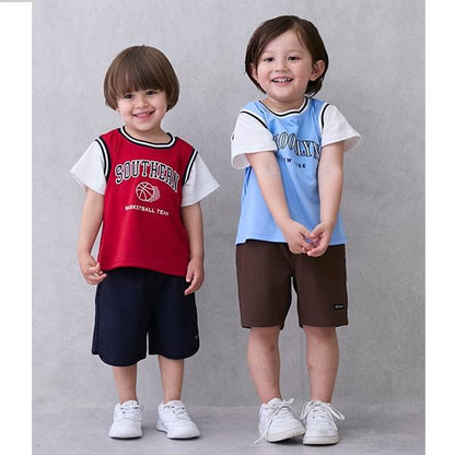 【接觸冷感】拼接款短袖T恤