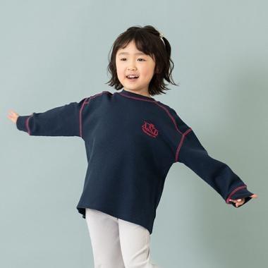 拼接華夫格寬鬆長袖T恤