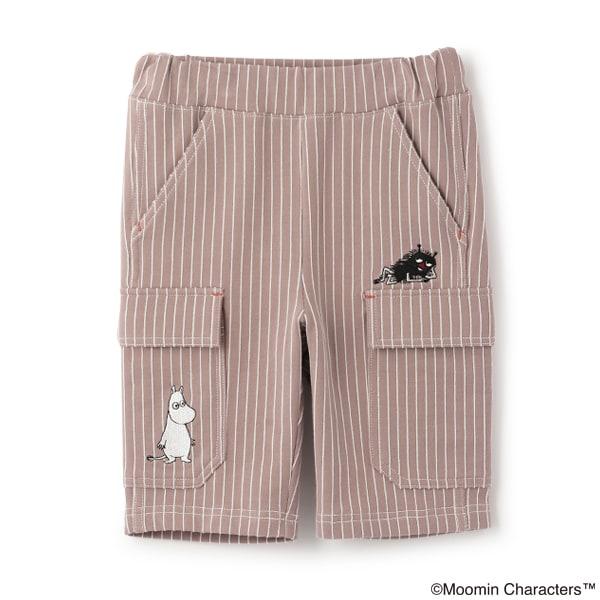 《姆明》/刺繡條紋六分褲