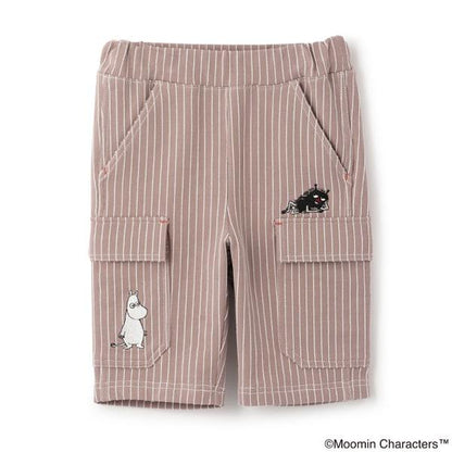 《姆明》/刺繡條紋六分褲