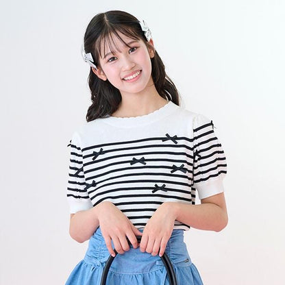 【Nico☆Petit刊載】條紋蝴蝶結針織衫
