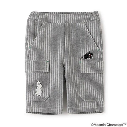 《姆明》/刺繡條紋六分褲