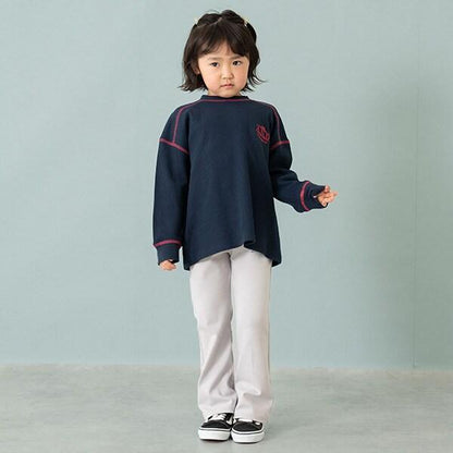 拼接華夫格寬鬆長袖T恤