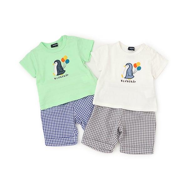 企鵝貼布短袖T恤套裝