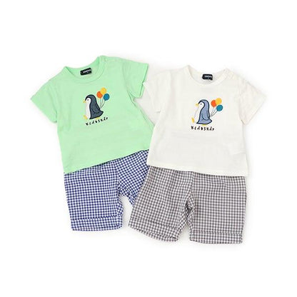 企鵝貼布短袖T恤套裝