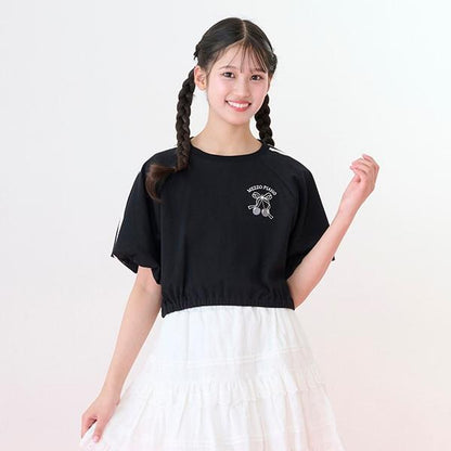 側邊條紋泡泡袖T恤&背心套裝