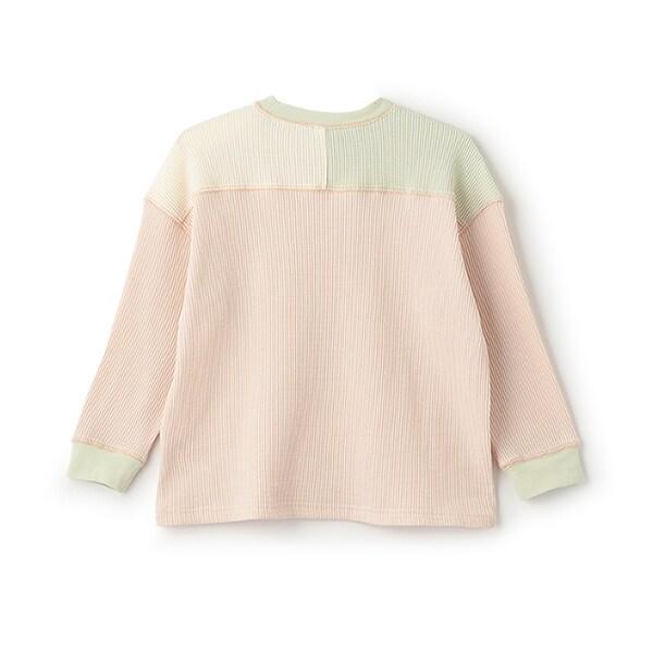 拼接華夫格寬鬆長袖T恤