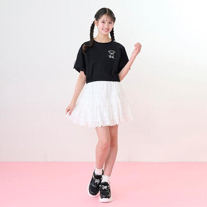 側邊條紋泡泡袖T恤&背心套裝