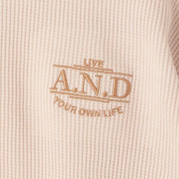 拼接華夫格寬鬆長袖T恤