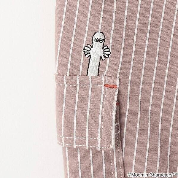 《姆明》/刺繡條紋六分褲