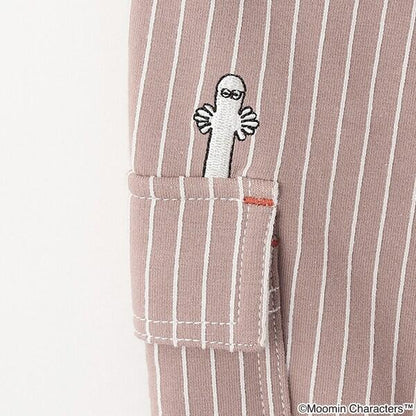 《姆明》/刺繡條紋六分褲