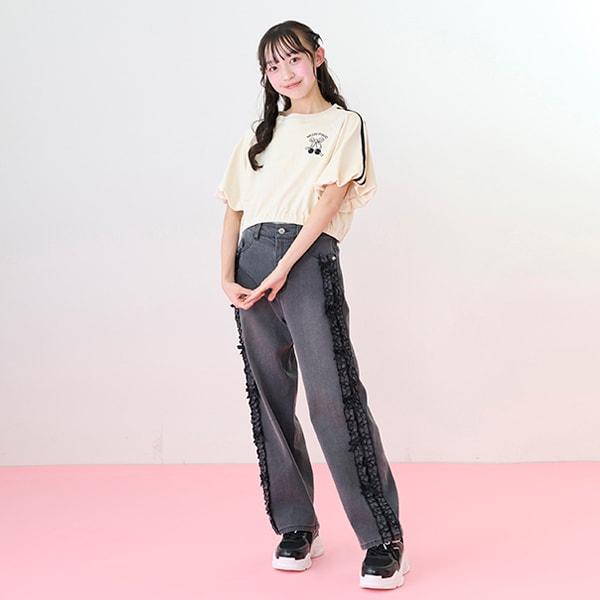 側邊條紋泡泡袖T恤&背心套裝