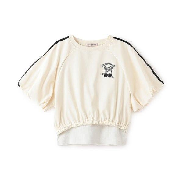 側邊條紋泡泡袖T恤&背心套裝