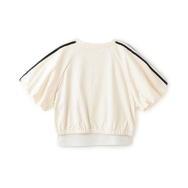 側邊條紋泡泡袖T恤&背心套裝