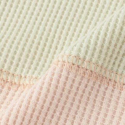 拼接華夫格寬鬆長袖T恤