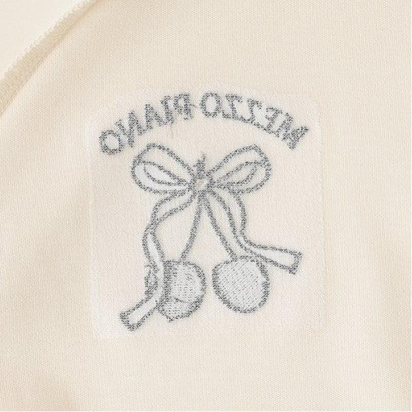 側邊條紋泡泡袖T恤&背心套裝