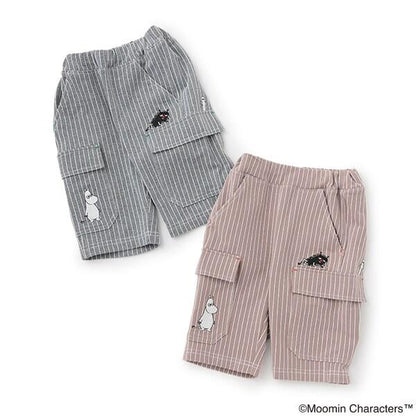 《姆明》/刺繡條紋六分褲