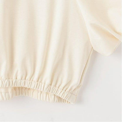 側邊條紋泡泡袖T恤&背心套裝