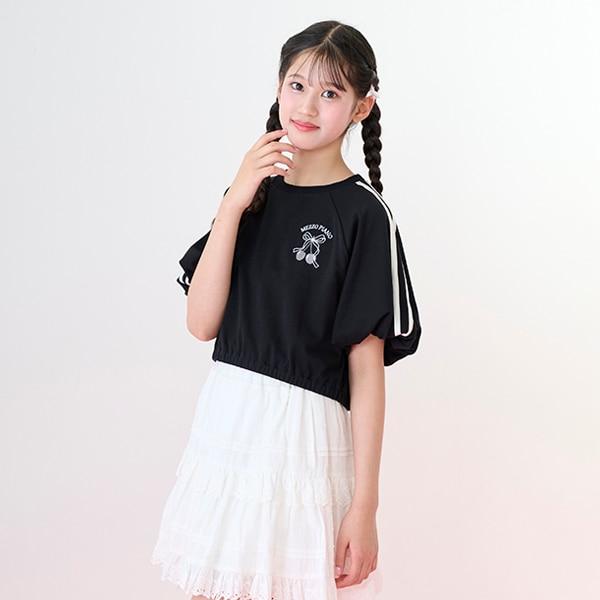 側邊條紋泡泡袖T恤&背心套裝