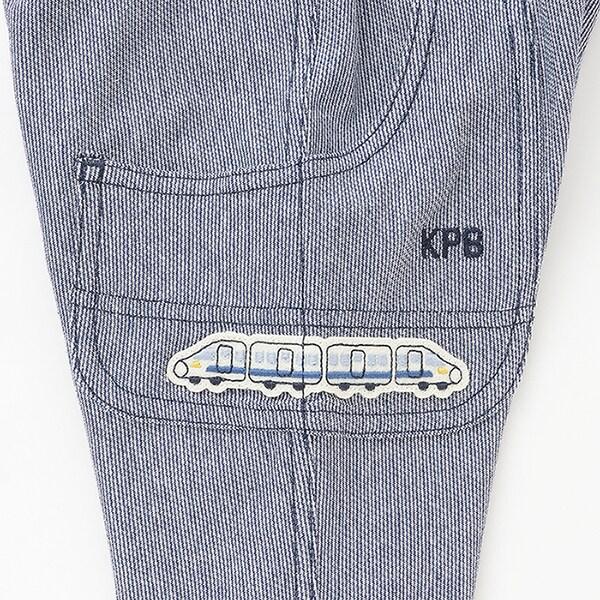 條紋提花電車刺繡七分褲