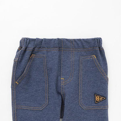 彈力牛仔針織長褲