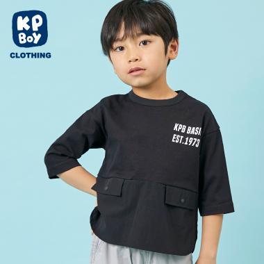 尼龍彈力拼接七分袖T恤
