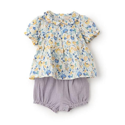 花卉圖案長款上衣褲子套裝