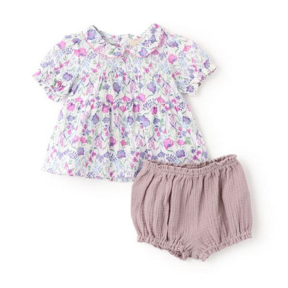 花卉圖案長款上衣褲子套裝