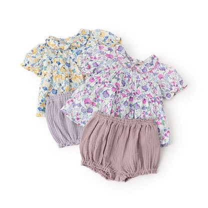 花卉圖案長款上衣褲子套裝