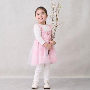 花卉圖案網紗連衣裙套裝