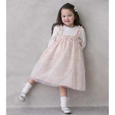 花卉圖案網紗連衣裙套裝